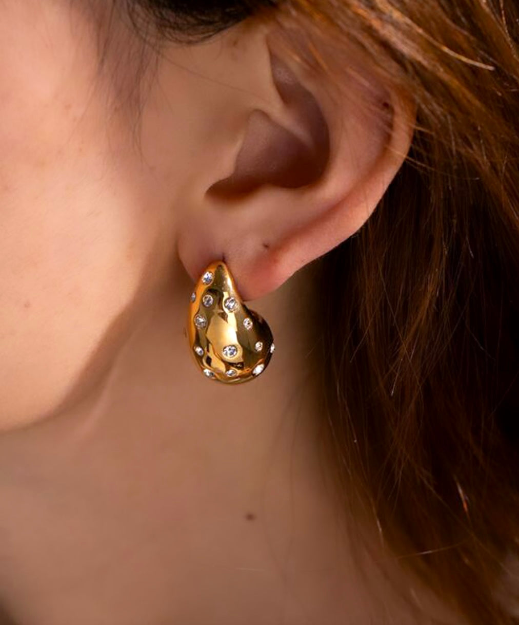 Stud Drop Earrings in Gold