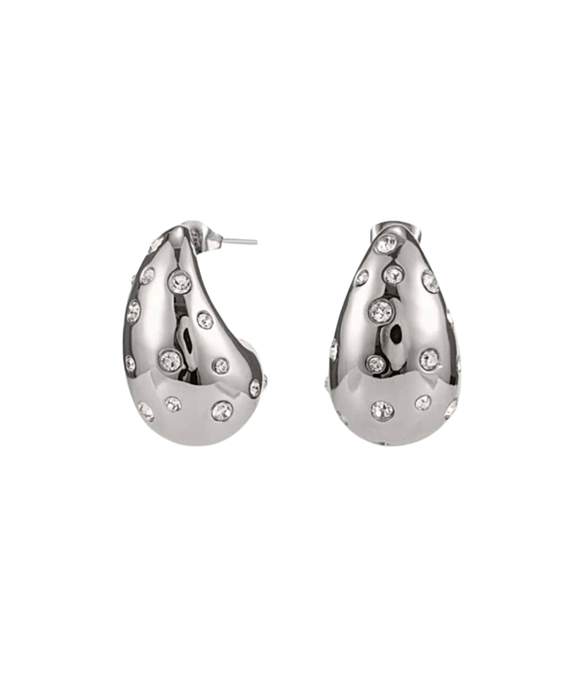 Stud Drop Earrings in Silver