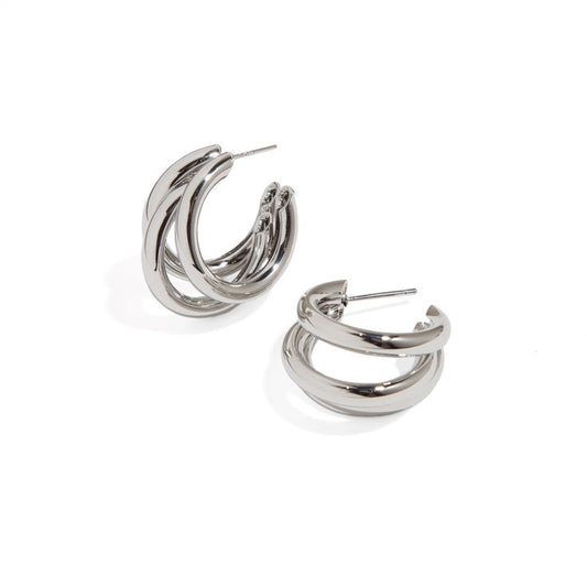 Small Triple Hoops in Silver